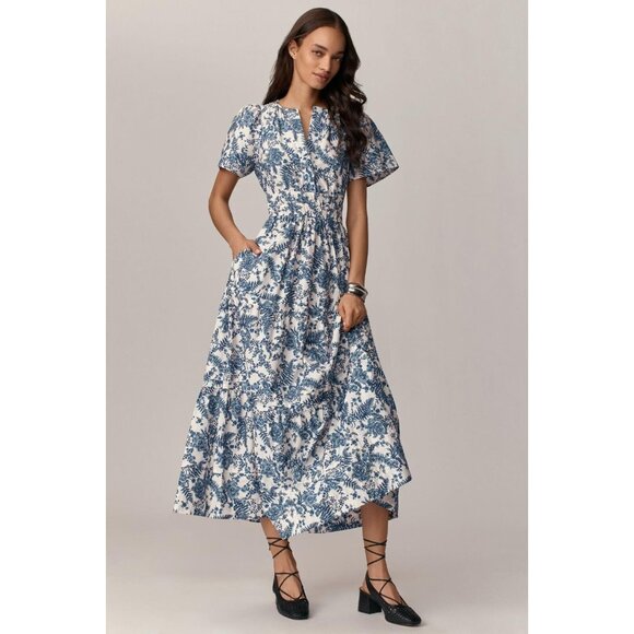 Anthropologie Dresses & Skirts - NWT Anthropologie Somerset Maxi in Ivory Blue Floral Tiered Cotton Dress XL